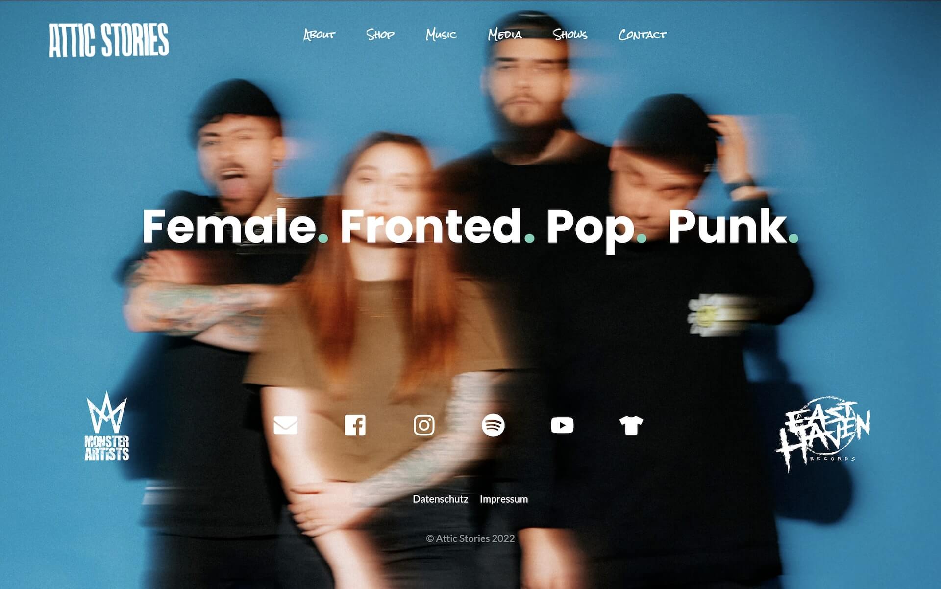 Webdesign für die Pop Punk Band Attic Stories